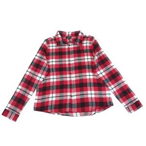 Known Supply‎ Women's Large Flannel Button Down Shirt Plaid Organic Cotton
